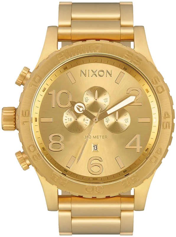 Nixon 51-30 Chrono Gold Dial Gold Steel Strap Watch for Men - A083-502