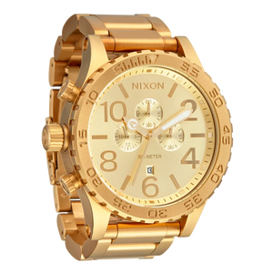 Nixon 51-30 Chronograph Gold Dial Gold Steel Strap Watch for Men - A083-502