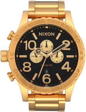 Nixon 51-30 Chrono Black Dial Gold Steel Strap Watch for Men - A083-510