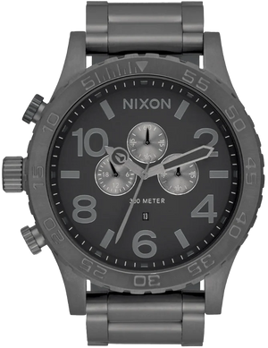 Nixon 51-30 Chrono Gunmetal Dial Gunmetal Steel Strap Watch for Men - A083-632
