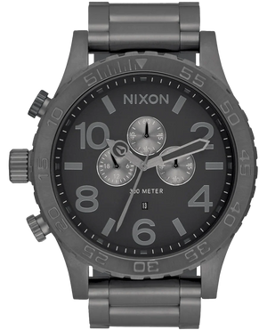 Nixon 51-30 Chronograph Grey Dial Grey Steel Strap Watch for Men - A083-1062