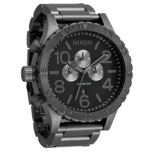 Nixon 51-30 Chrono Gunmetal Dial Gunmetal Steel Strap Watch for Men - A083-632