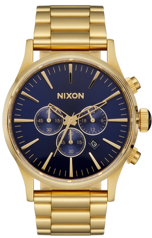 Nixon Sentry Chrono Blue Dial Gold Steel Strap Watch for Men - A386-1922