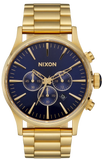 Nixon Sentry Chrono Blue Dial Gold Steel Strap Watch for Men - A386-1922