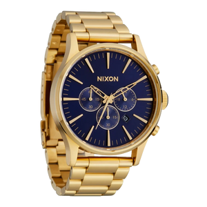 Nixon Sentry Chrono Blue Dial Gold Steel Strap Watch for Men - A386-1922