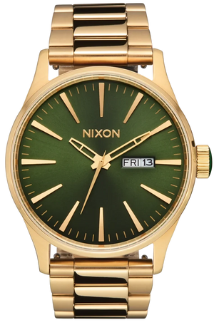 Nixon Sentry Green Dial Gold Steel Strap Watch for Men - A356-1919