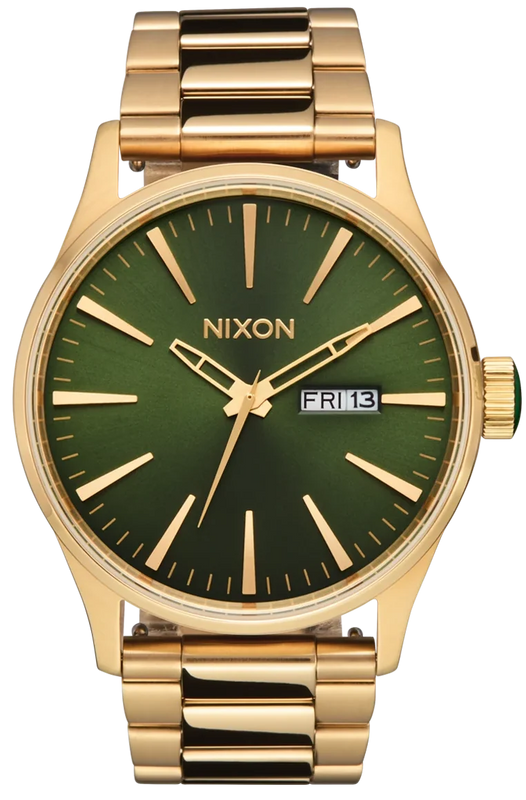 Nixon Sentry Green Dial Gold Steel Strap Watch for Men - A356-1919