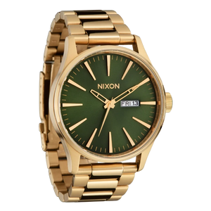 Nixon Sentry Green Dial Gold Steel Strap Watch for Men - A356-1919