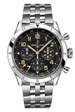 Breitling Super AVI B04 Chronograph GMT 46 AB04453A1B1A1 Men's Watch – P-51 Mustang Edition with Black Dial & Silver Stainless Steel Strap