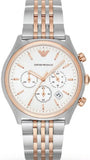 Emporio Armani AR1998 Zeta Chronograph Quartz Men's Watch – White Dial & Two-Tone Steel Strap