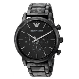 Emporio Armani Luigi Chronograph Black Dial Black Steep Strap Watch For Men - AR11045