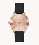 Emporio Armani Modern Slim Analog Silver Dial Brown Leather Strap Watch For Men - AR11163