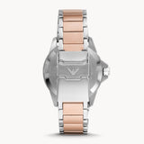 Emporio Armani Diver Quartz Brown Dial Two Tone Steel Strap Watch For Men - AR11340