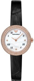 Emporio Armani AR11356 Rosa Quartz Women's Watch – Mother of Pearl White Dial with Black Leather Strap