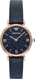 Emporio Armani AR11424 Gianni T-Bar Quartz Women's Watch – Blue Dial with Blue Leather Strap