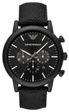 Emporio Armani AR11450 Luigi Analog Men's Watch – Black Dial with Black Leather Strap