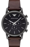 Emporio Armani AR1919 Classic Chronograph Men's Watch – Black Dial & Brown Leather Strap