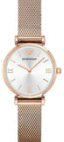 Emporio Armani AR1956 Gianni T Bar Quartz Women's Watch – Silver Dial & Rose Gold Mesh Bracelet