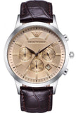 Emporio Armani AR2433 Classic Chronograph Men's Watch – Beige Dial & Brown Leather Strap