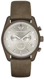 Emporio Armani AR6076 Sportivo Chronograph Men's Watch – Silver Dial & Brown Leather Strap