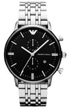Emporio Armani AR80009 Gianni Chronograph Men's Watch – Black Dial & Silver Steel Strap