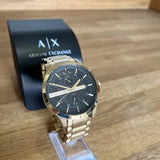 Armani Exchange Hampton AX2122 Men's Chronograph Watch – Black Dial with Gold Stainless Steel Strap