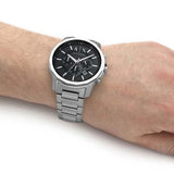 Armani Exchange Banks AX1720 Men's Chronograph Watch – Black Dial with Silver Stainless Steel Strap