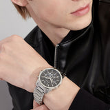 Armani Exchange Banks AX1720 Men's Chronograph Watch – Black Dial with Silver Stainless Steel Strap