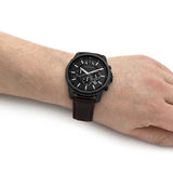 Armani Exchange Outerbanks AX1732 Men's Chronograph Watch – Black Dial with Brown Leather Strap