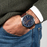 Armani Exchange Hampton AX2133 Men's Chronograph Watch – Blue Dial with Brown Leather Strap