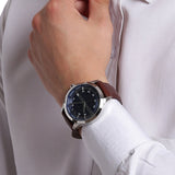 Armani Exchange Hampton AX2133 Men's Chronograph Watch – Blue Dial with Brown Leather Strap