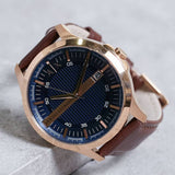 Armani Exchange Hampton AX2172 Men's Chronograph Watch – Deep Blue Dial with Rich Brown Leather Strap