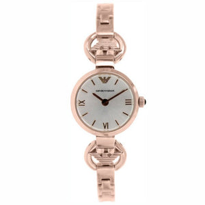 Emporio Armani Retro Quartz Silver Dial Rose Gold Steel Strap Watch For Women - AR1776