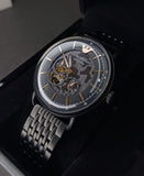 Emporio Armani Automatic Multifunction Black Dial Black Mesh Bracelet Watch For Men - AR60025