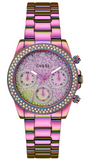 Guess GW0483L5 Confetti Chronograph Women's Watch – Multicolor Crystal Dial & Purple Steel Bracelet