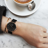 Daniel Wellington DW00100247 Petite Cornwall Women's Watch – Black Dial & Black Nylon Strap