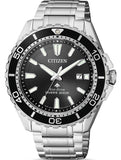 Citizen Promaster Diver Chronograph BN0190-82E Men's Watch – Black Dial with Silver Steel Strap