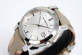 Burberry The City White Dial Beige Leather Strap Watch for Women - BU9132
