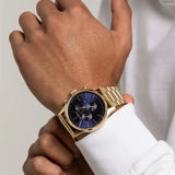 Nixon Sentry Chrono Blue Dial Gold Steel Strap Watch for Men - A386-1922