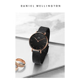 Daniel Wellington DW00100307 Petite Ashfield Women’s Watch – Black Dial with Matte Black Mesh Strap