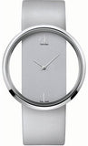 Calvin Klein K9423193 Glam Quartz Women's Watch – Transparent Silver Dial & Grey Leather Strap