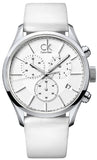 Calvin Klein K2H27101 Masculine Chronograph Quartz Men's Watch – White Dial & White Leather Strap