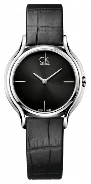 Calvin Klein Skirt Black Dial Black Leather Strap Watch for Women - K2U231C1