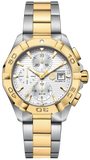 Tag Heuer Aquaracer CAY2121.BB0923 Men's Chronograph Watch – Caliber 16 Automatic, White Dial, Two-Tone Stainless Steel Bracelet
