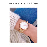 Daniel Wellington DW00100209 Iconic Link Women’s Watch – White Dial with Rose Gold Steel Bracelet