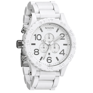 Nixon 51-30 Chronograph White Dial White Steel Strap Watch for Men - A083-1255