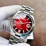 Citizen Tsuyosa NJ0150-56W Men's Automatic Watch – Red Dial with Silver Steel Strap