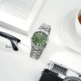 Citizen x Pantone NJ0158-89Z Men's Automatic Watch – Peaceful Green Dial with Silver Steel Strap
