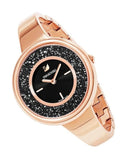 Swarovski Crystalline Pure Black Dial Rose Gold Steel Strap Watch for Women - 5295334