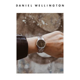 Daniel Wellington DW00100206 Iconic Link Women’s Watch – Black Dial with Silver Stainless Steel Strap